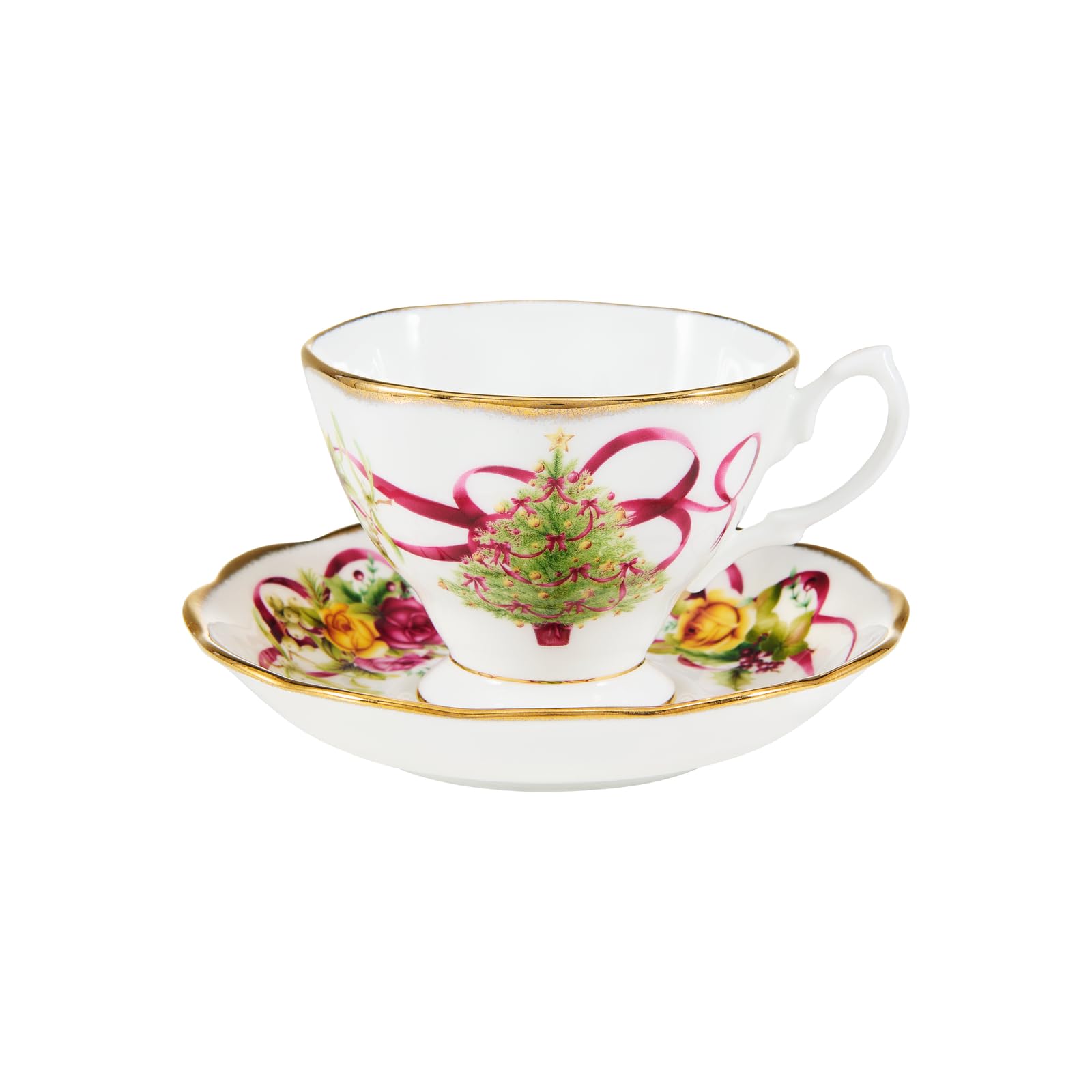 Royal Albert Old Country Roses duo tasse soucoupe Noël pour table de fête réussie