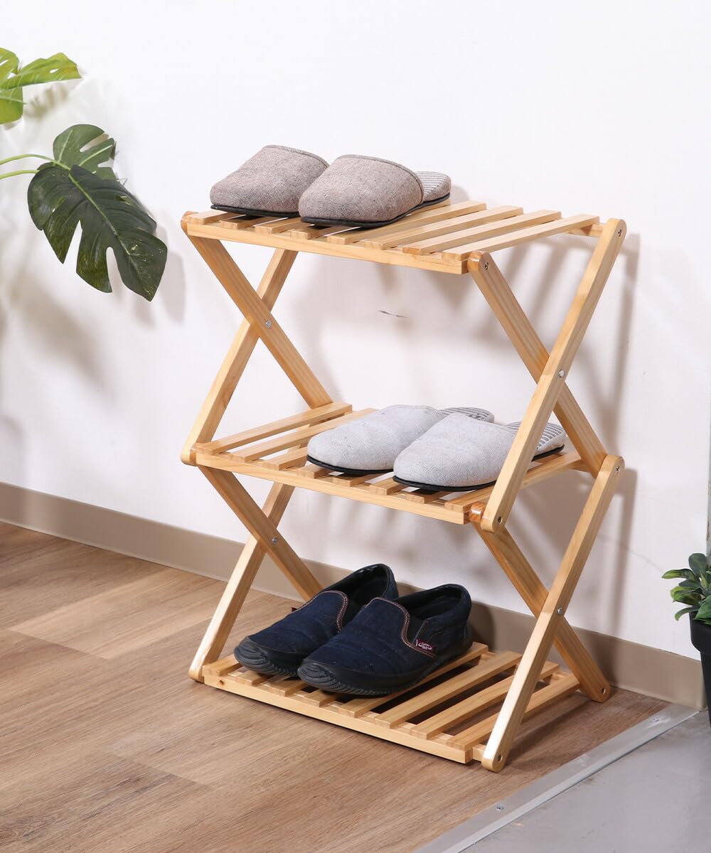 Amazon｜フォールディング ウッドラック リム 3段 グレー×ナチュラル