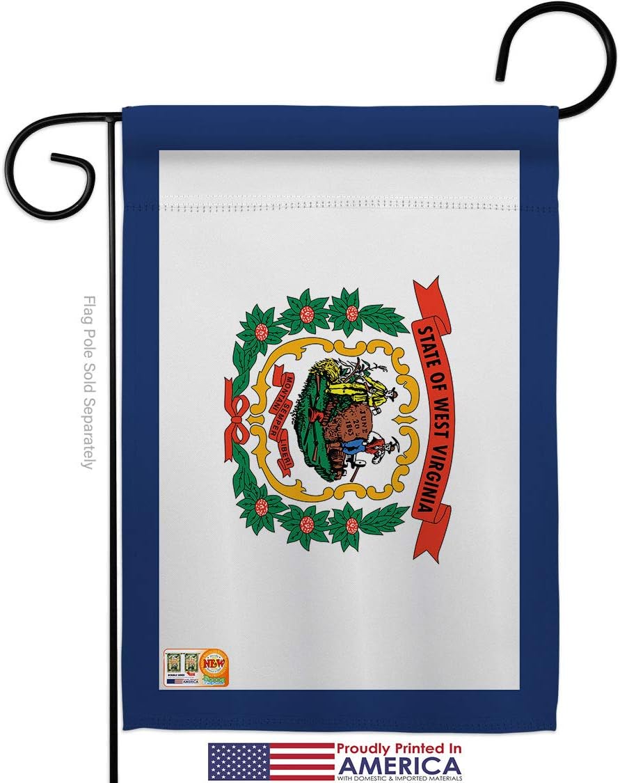 West Virginia Garden Flag Set with Stand Americana States USA American Territories Republic Country Particular Area Small Decorative Gift Yard House Banner Made In 13 X 18.5