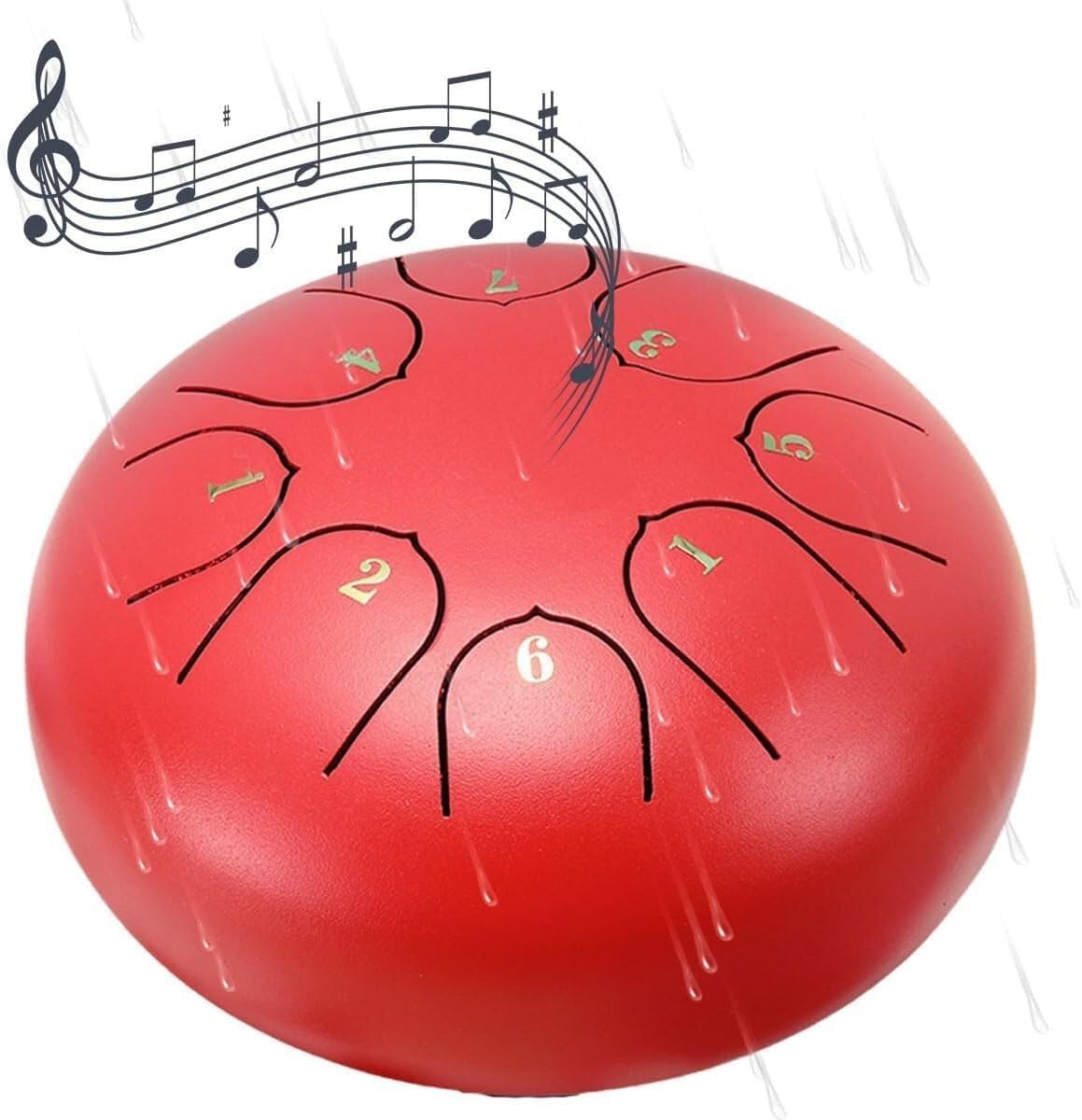 Handpan Steel Tongue Drum (6 Pouces 8 Notes) - Instrument De Musique Enfant Et Adulte - Tambour Zen Et Méditation - Cadeau Original Relaxation(Red)