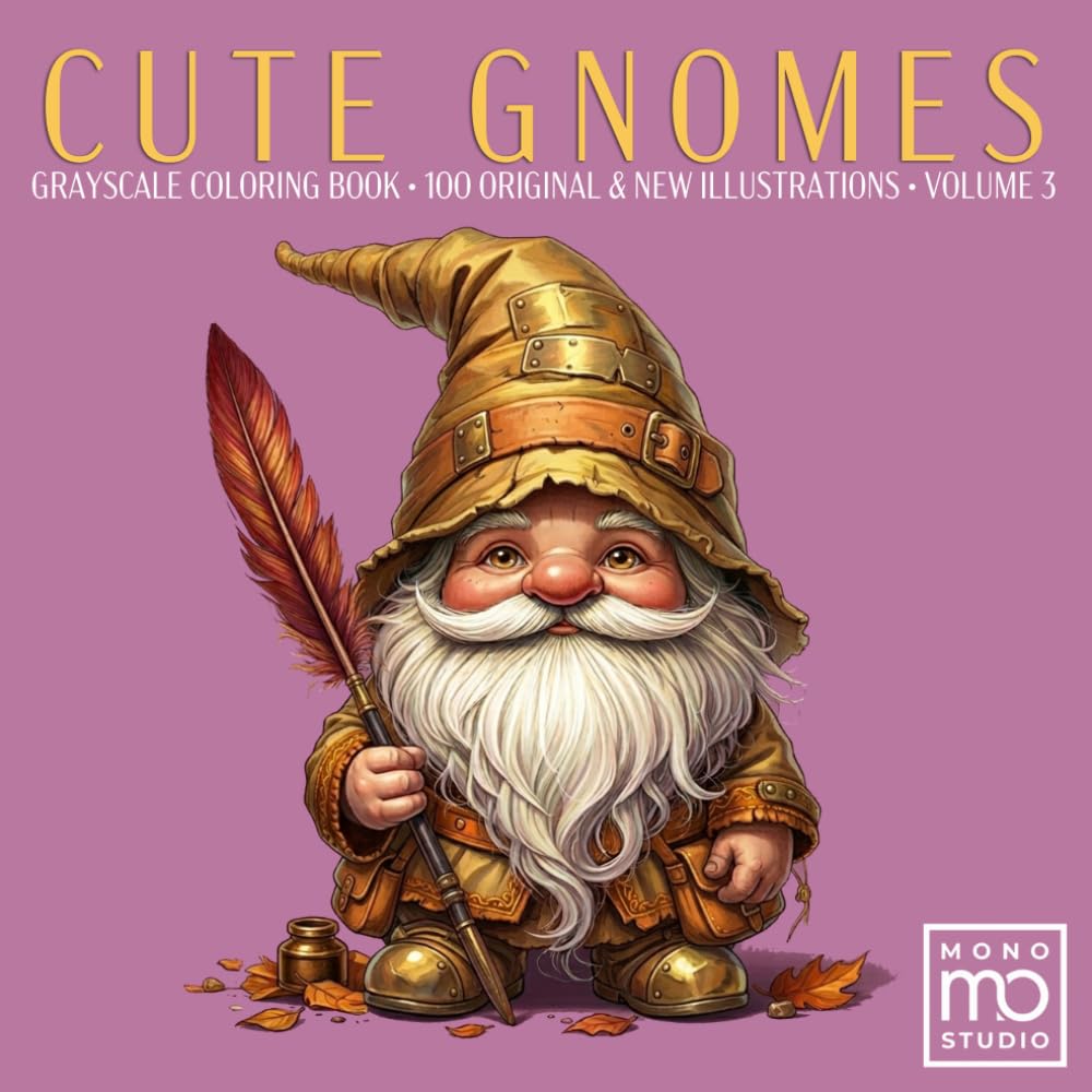 Cute Gnomes: The Woodland Anthology – Grayscale Coloring Book Volume 3: 100 Realistic Greyscale Portraits for Adults: The Ultimate Shaded Coloring ... Relaxation. Collection Signature Premium