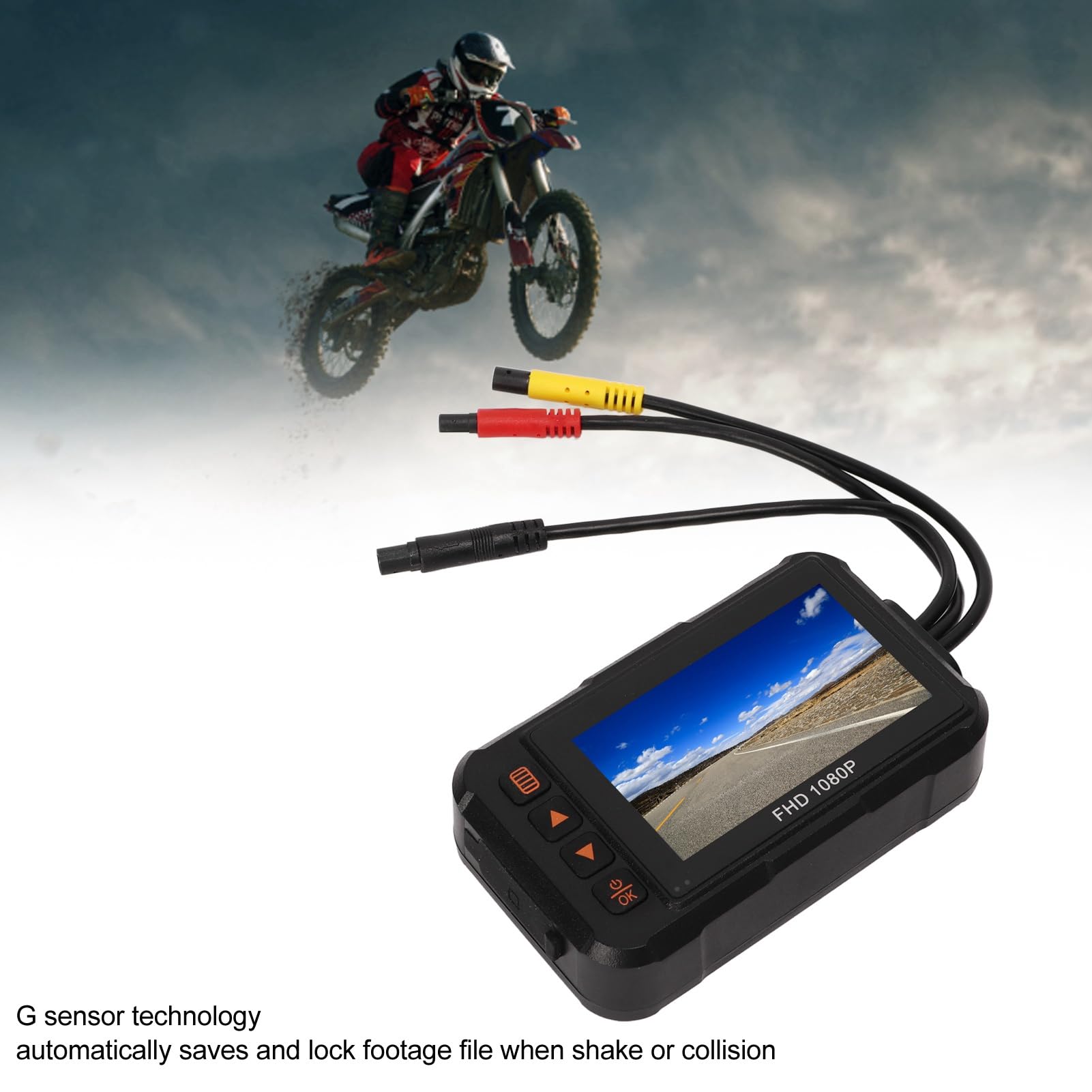 Enregistreur de Moto, Caméra de Tableau de Bord de Pouces 1080P Avant Arrière Vidéo Enregistreur de Conduite Enregistrement en Boucle Capteur G Surveillance de Stationnement