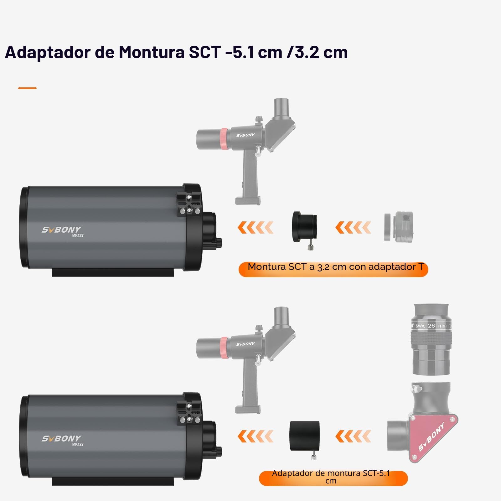 Svbony MK127 Telescopio Astronómico Adultos, 127mm Apertura f/11.8 Telescopio, Maksutov Cassegrain OTA, OTA Catadióptrico de Enfoque de Doble Velocidad para Astronomía Visual y Fotografía Planetaria