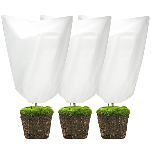 3 Packs Plant Covers Freeze Protection, 30" x 39.7" 2.25 ozFrost Cloth Plant Freeze Protection Tree Jacket Cover for Outdoor Plants Shrubs Potted, Garden Plant Winter Protection Bags with Drawstring