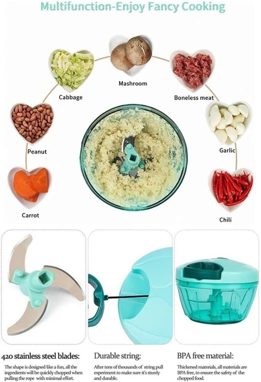 Knoblauchpresse Mincer, manueller Häcksler zum Zerkleinern von Knoblauch, Ingwer, Obst, Fleisch, Kartoffeln ohne Spritzer, saubere Verarbeitung für die Küche, a, 12,5 * 8,8 * 8,2 cm
