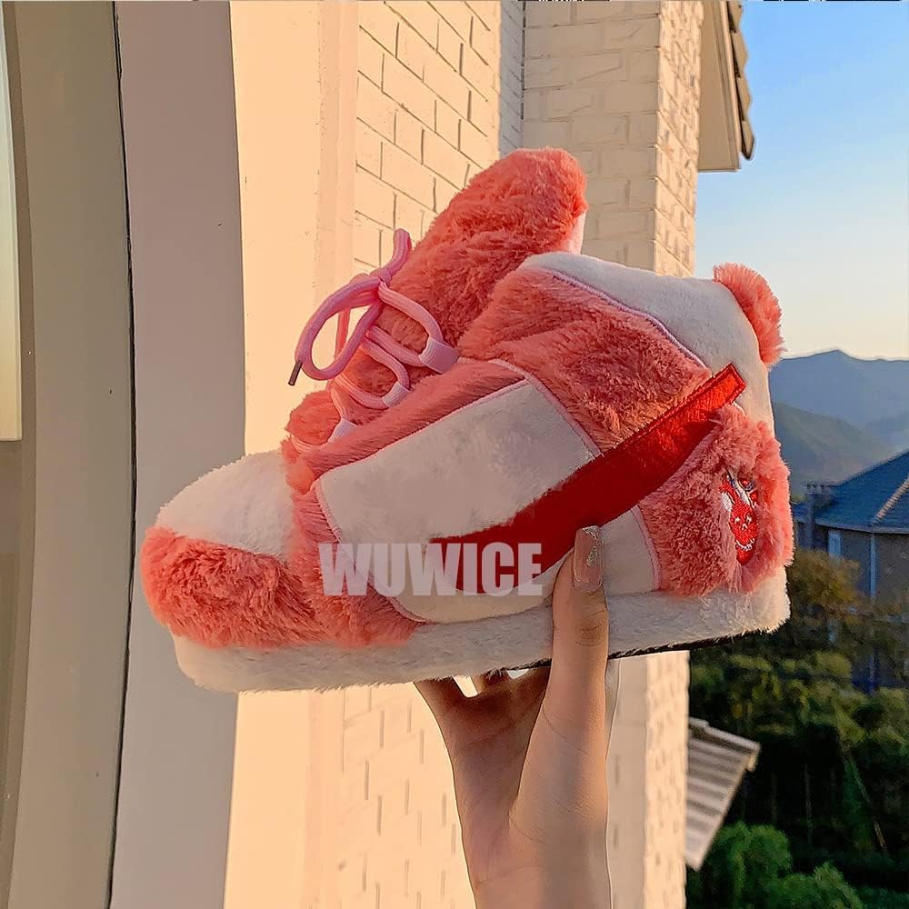 LAPRBY Sneaker Slippers Non Slip Sole Indoor House Plush Slippers Unisex Indoor Floor Cotton Shoes (Pink,5.5,12) - Image 8