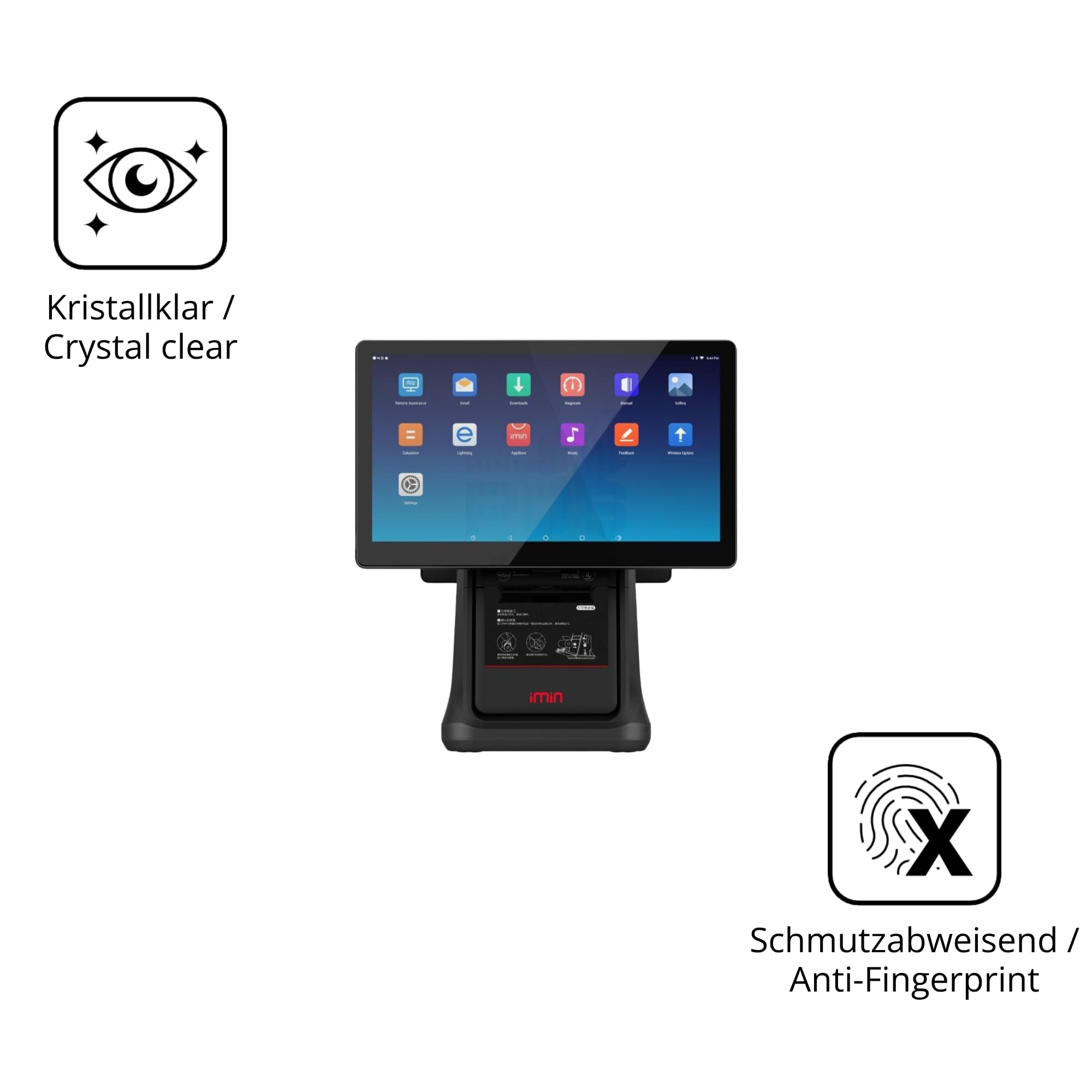 dipos 2x Protector de Pantalla 9H claro para IMIN D4 / Pro D4-503 D4-505