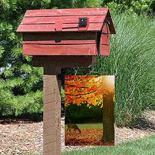 Uanvaha Deer Fall Garden Flags 12.5X18 Double Sided Cute Elk Orange Red Leaves On Tree Ground Autumn Season Park Small House Flag Outdoor Home Patio Lawn Farmhouse Decor #TOP4
