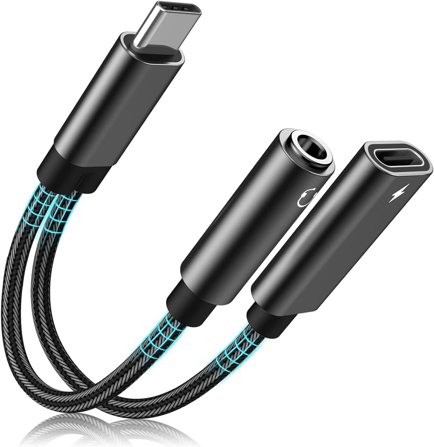 OJOS USB C to 3.5mm Headphone and Charger Adapter,2 in 1 USB C to Aux Audio Jack with PD 60W Fast Charging Dongle Cable Cord for iPhone 15/15 Pro Max,Galaxy S23/S22/S21 Ultra, iPad Pro,Pixel (Black) (B0CTT7R5MJ) Amazon Price History, Amazon Price Tracker