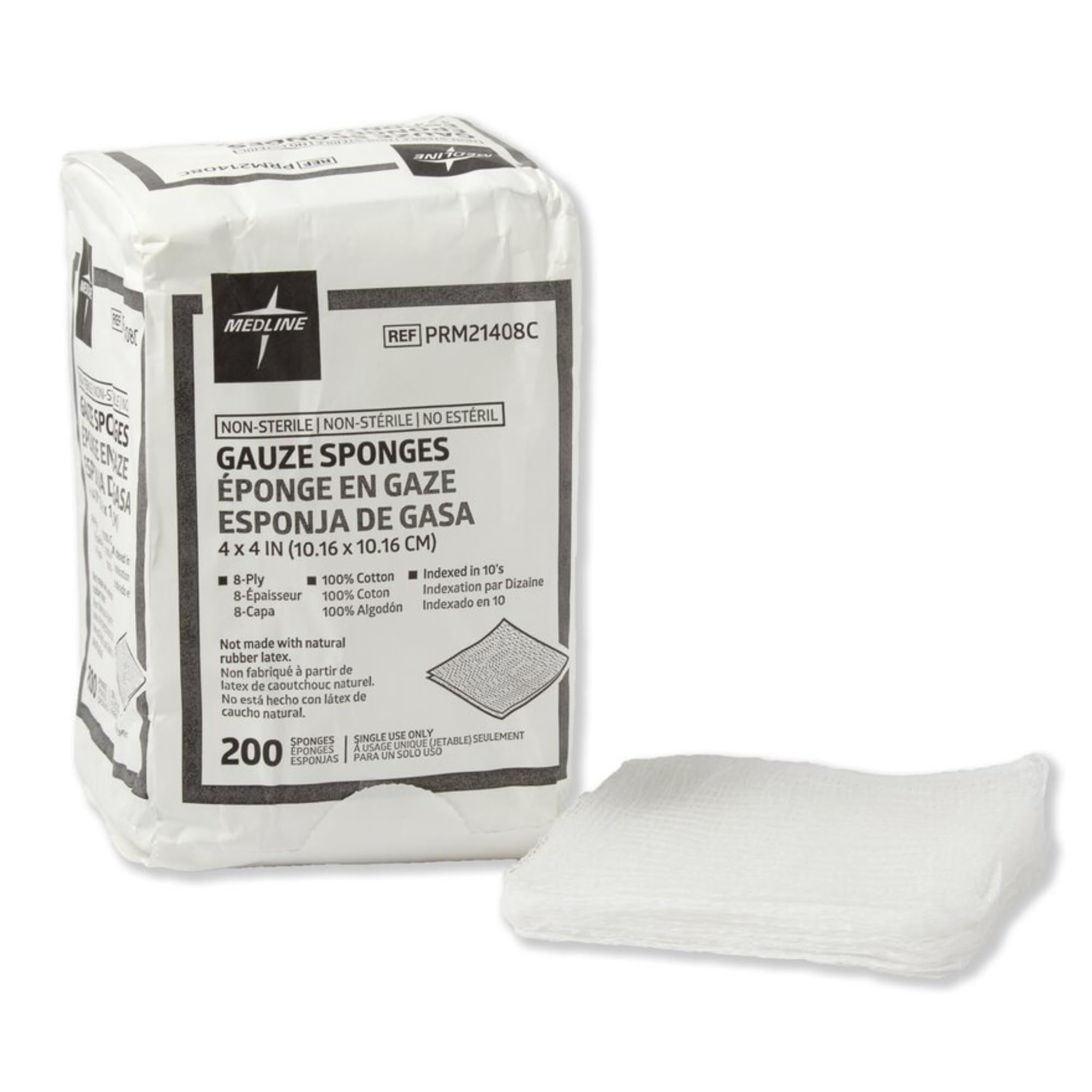 Medline Woven Non-Sterile Gauze Sponges, 100% Cotton, 8-Ply, 4 x 4 in — Amazon image 6