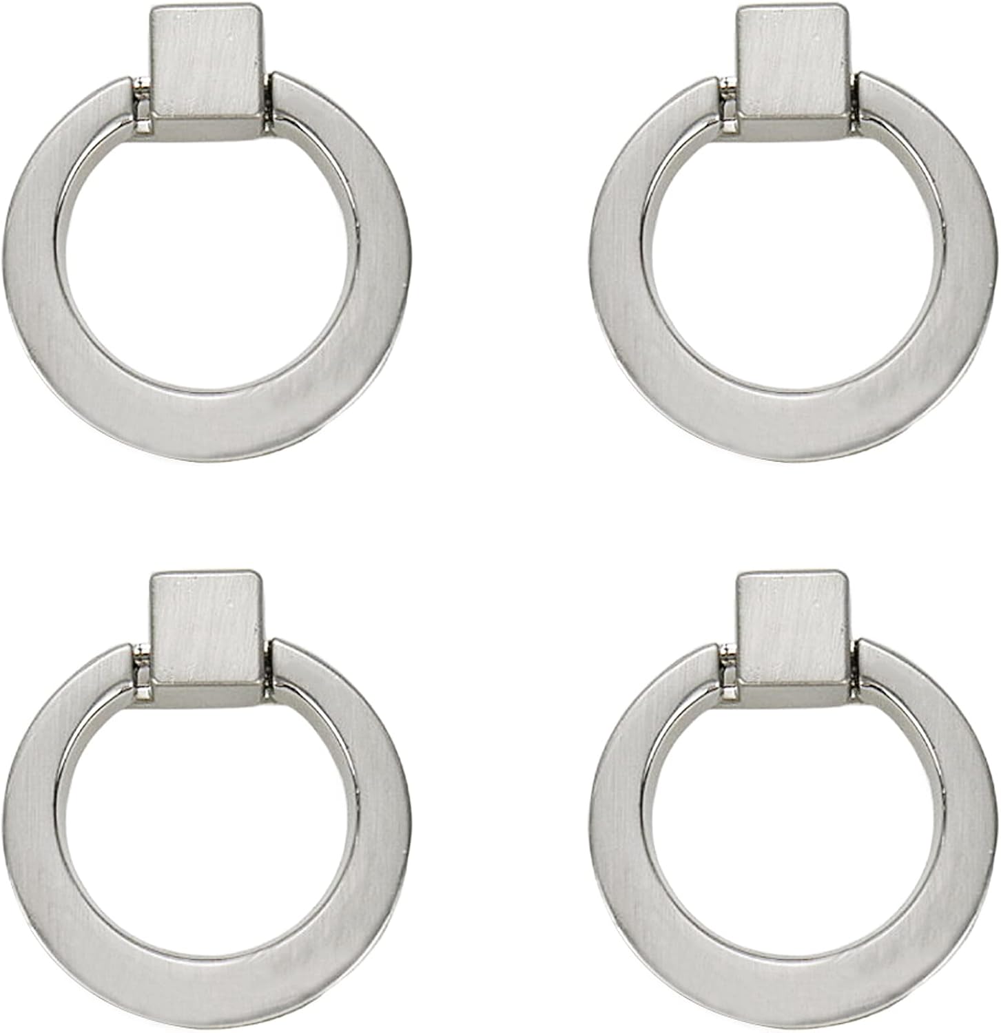 Xiaoyztan 4 Sets 1.58-Inch Moden Cabinet Drop Ring Pull Knobs Drawer Knob Wardrob Cupboard Dress Pulls (Brushed Nickel)