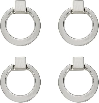 Xiaoyztan 4 مجموعات 1.58 بوصة Moden Cabinet Drop Ring Pull Knobs Drawer Knob Wardrob Cupboard Dress تسحب النيكل المصقول
