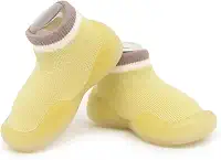Sapatos de primeira caminhada para bebês meninas e meninos, antiderrapante, sola macia, meias infantis