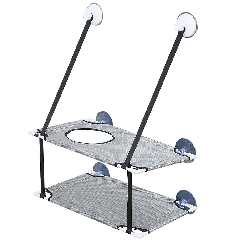 Cama de doble capa para gato hamaca de ventana gris para mascotas y felinos pequeños