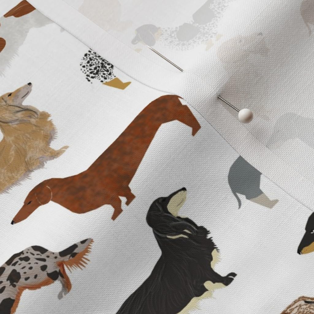 Spoonflower Fabric - Haired Dachshunds Dogs Pets Dachshund Pet Printed on Petal Signature Cotton Fabric by The Yard - Sewing Quilting Apparel Crafts Decor