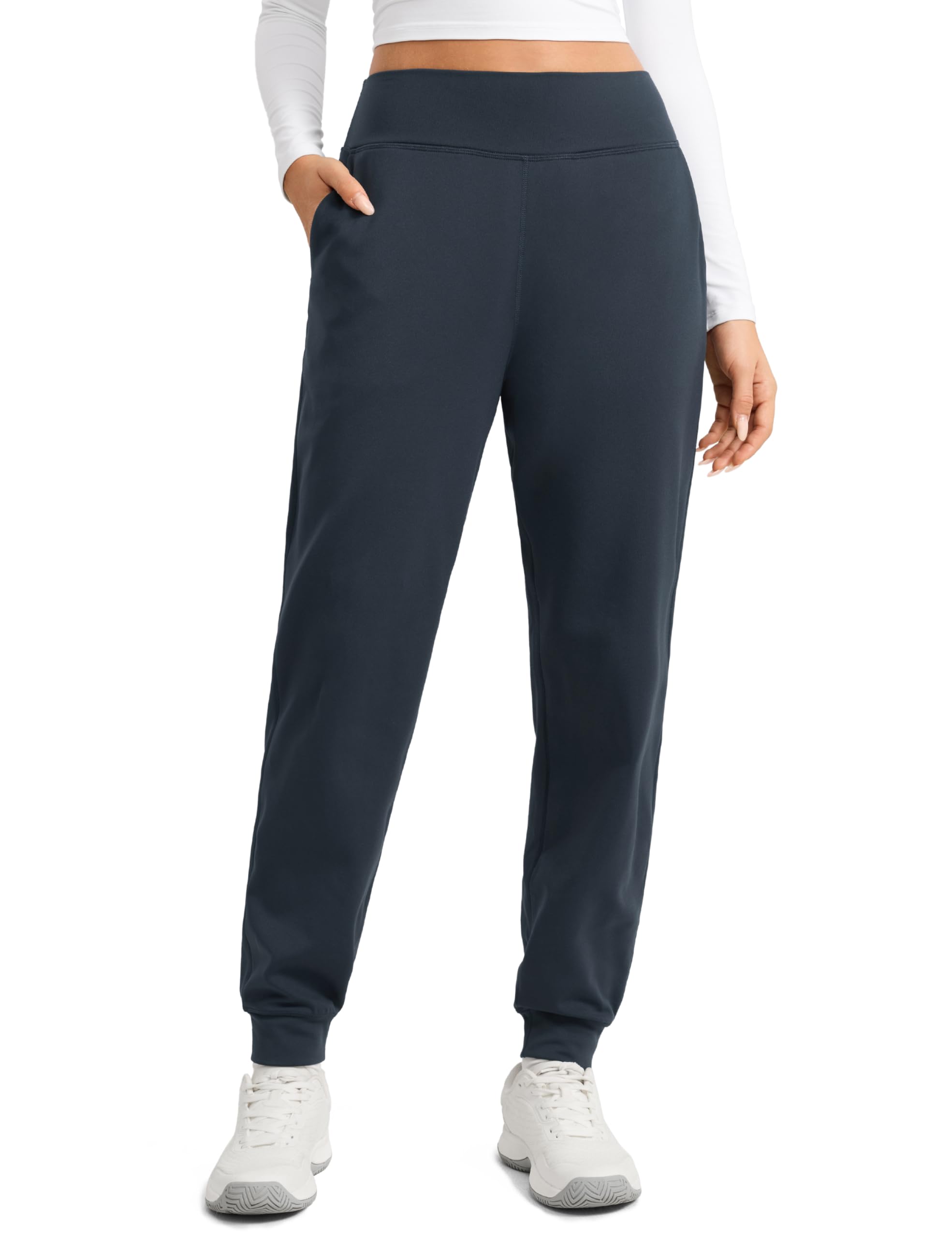 CRZ YOGA Matte Fleece Lined Jogger for Women 27.5" - Thermal Casual Lounge Yoga Pants Winter Warm