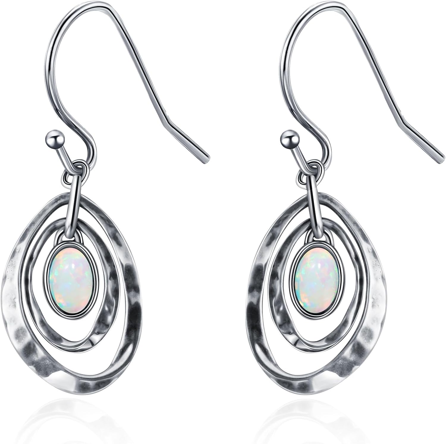 Real 925 Sterling Silver Trendy Dangle Earrings for Women | White Gold Plated | Hypoallergenic Turquoise/Black Onyx/Opal Filigree Jewelry Lightweight Celtic Lover Knot Leverback Earrings Gifts