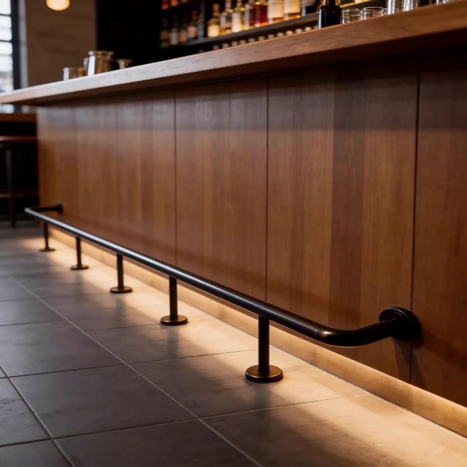HEFJIAYCIQ Bar Foot Rail Kit, Undercounter Mount Hardware and Tubing Complete Kit, Foot Railing for Home Pub Cafe Restaurant Taproom Seating,Black,190cm/6.2ft