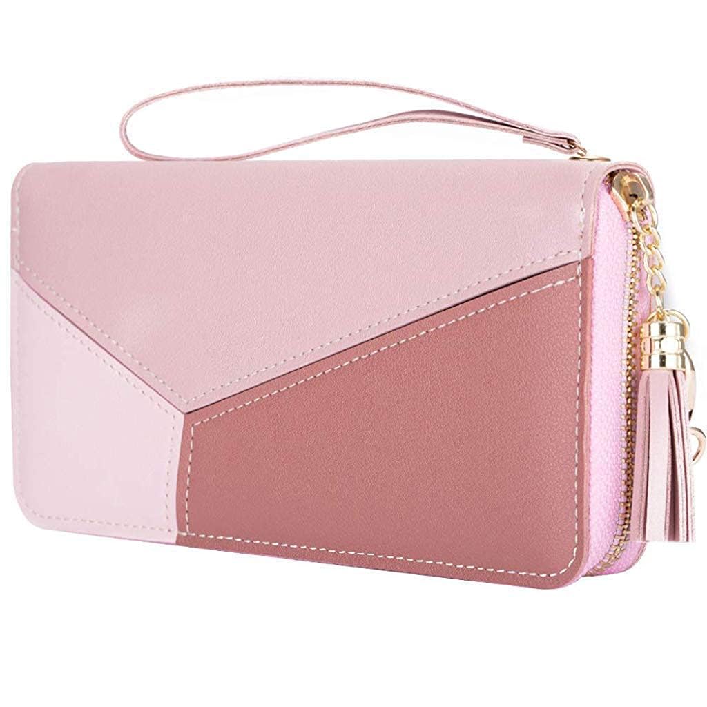 Women Purse Wallet Female Clutch Bag Women/Ladies/Girls Wallets Long Purses Card Holder Phone Pocket 3 Color Design Organizer for Daily Use Girls Gift Party Small Ladies Purse (Pink)-image-4