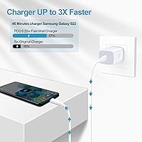 Vista 3 de Cargador rápido tipo C, 20 W USB C Block PD caja de carga rápida y cable de carga C de 6 pies para Samsung S23/S22 Ultra/A13 (5G)/S21 FE/A03