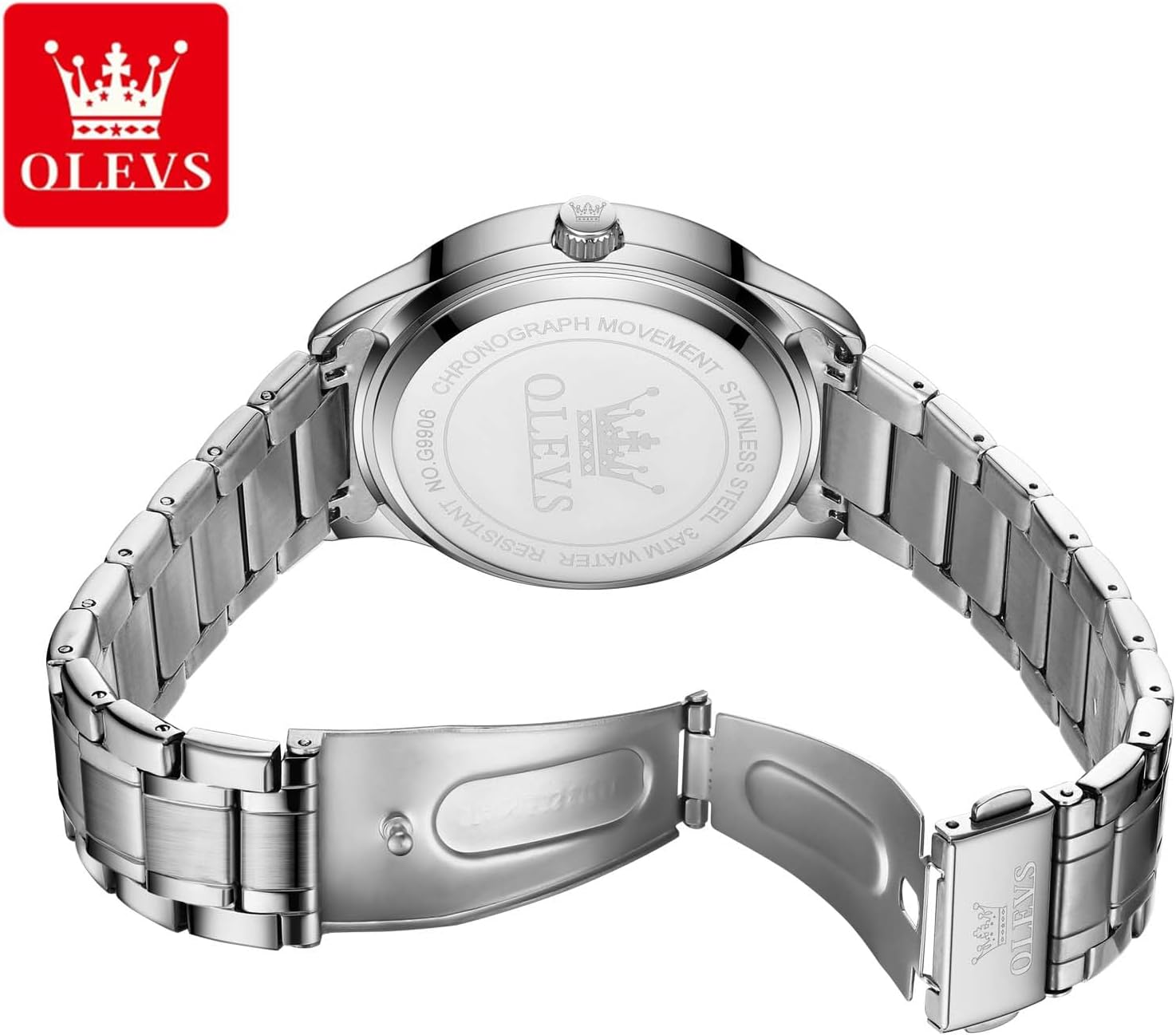 OLEVS Watches for Men with Date Stainless Steel Men Quartz Watches Roman Dial Diamond Classic Business Male Wristwatch Waterproof Luminous Calendar Reloj para Hombr(Gold/Black/Grey/White Dial) - Image 5