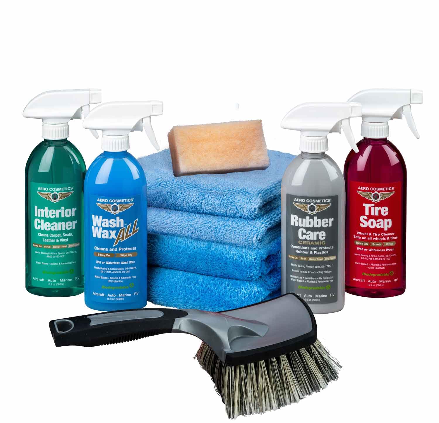 Complete Car Care Kit - Wash Wax ALL, Interior Cleaner, Tire Soap, Rubber Conditioner, Aircraft Grade & Quality for your Car, Boat & RV