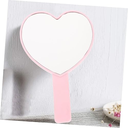 Miniatura 6 de LALAFINA Espejo de peluquería de 2 piezas, espejo de maquillaje, espejo de tocador de corazón, espejo de aumento para niños, espejo de mano de