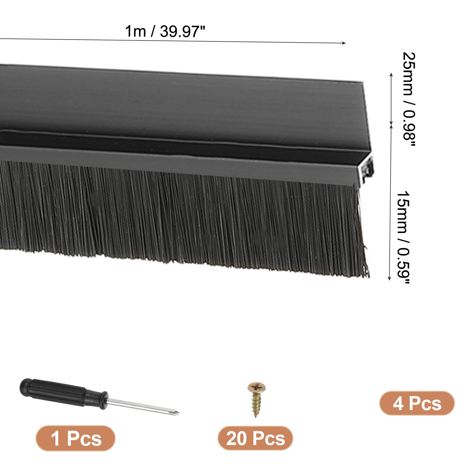 PATIKIL Door Brush Sweeps 0.59" Bristles x 39.37" Long - Image 2