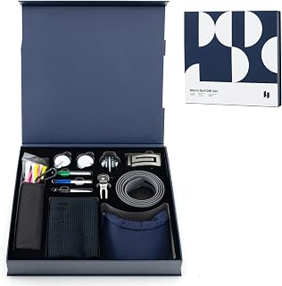 COSTWAY Golf Funny Gift Set for Men/Women, Complete Golf Accessories Set with Golf Balls, Golf Tees, Golf Towel, Golf Belt, Golf Hat, Divot Tool, Ball Marker & Storage Bag, Hi-End Golf Gift Box