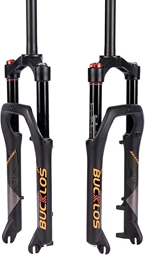 BUCKLOS Horquilla de suspensión Air MTB de 20 pulgadas, neumático graso 4.0, cubo de espaciado de viaje de 5.512in, tubo recto 1 18, bloqueo manual