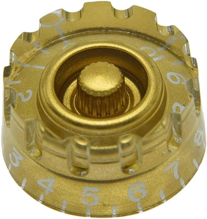  Set of 4 Gold Knurled Metric LP Guitar Speed Dial Knobs Control Knobs for Epi Les Paul/Import Guitar Bass w/Coarse 5.8mm Split Pots thumbnail