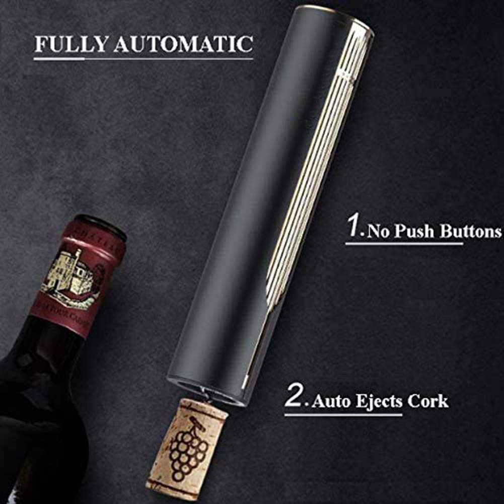 Abridor de vinos eléctricos, abrelatas automáticos del sacacorchos de la Botella de Vino eléctrico con Cortador de lámina, abridores de vinos Recargables USB (Negro)