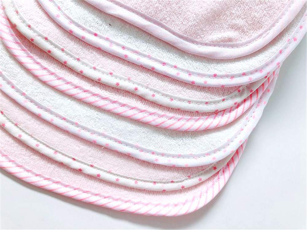 Little lucky baby Set di 7 bavaglini morbidi a doppio strato, 100% cotone, assorbenti (pink)