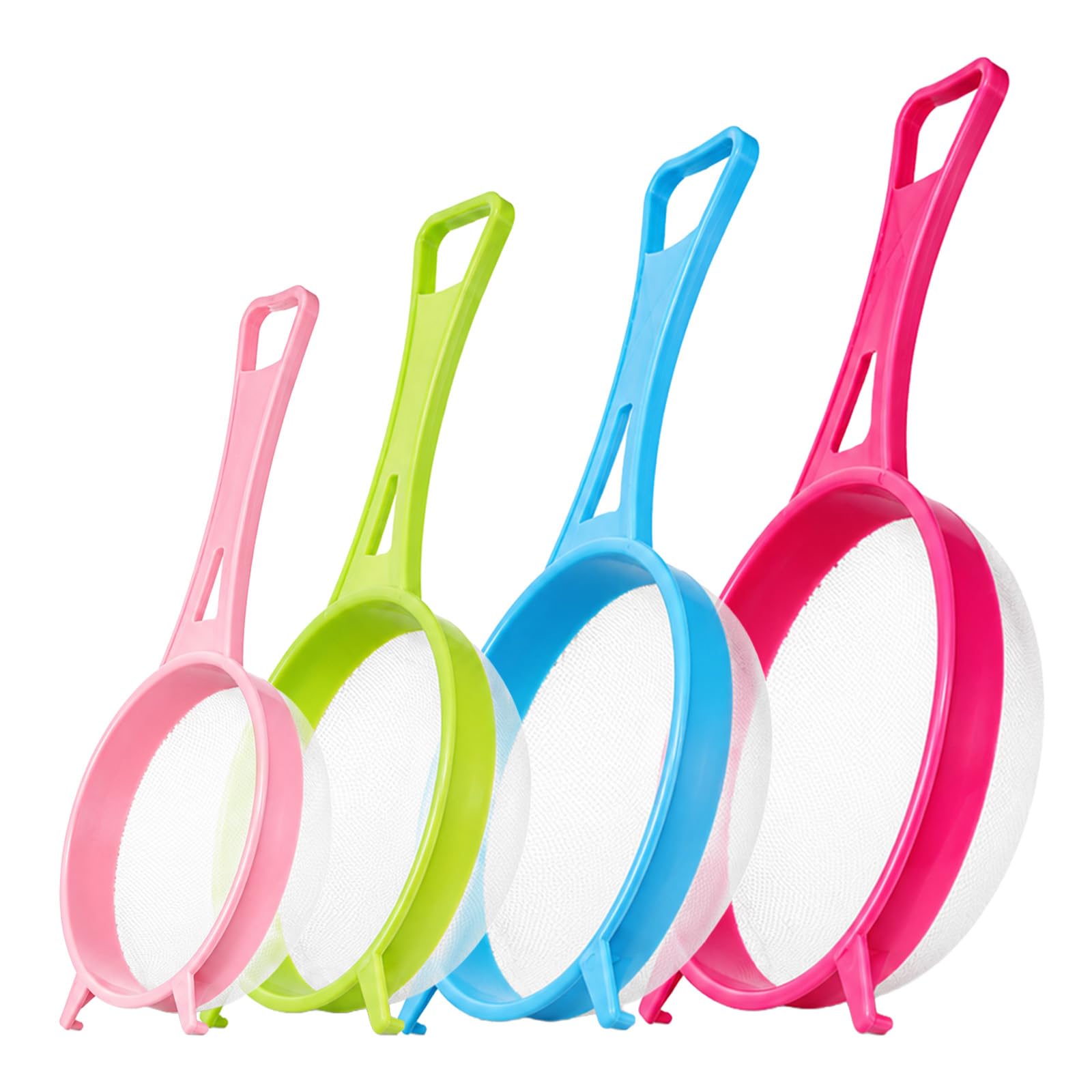 4Pcs Fine Mesh Plastic Strainer, Colored Kitchen Flour Colander Set