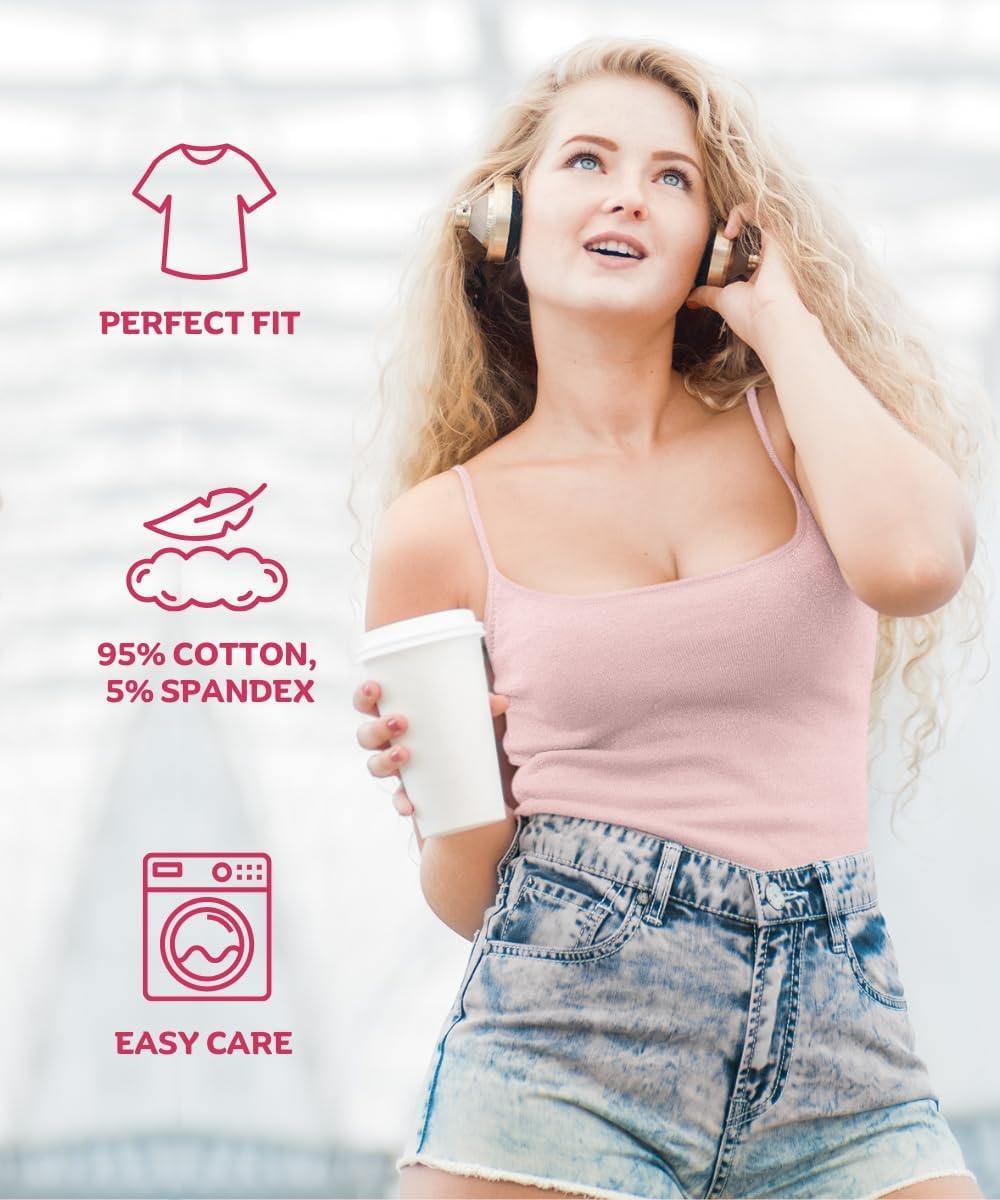 MISS POPULAR Women's 4-Pack Camisole Tank Tops Basic Undershirt with Adjustable Spaghetti Straps,Sizes XS-2XL - Image 5