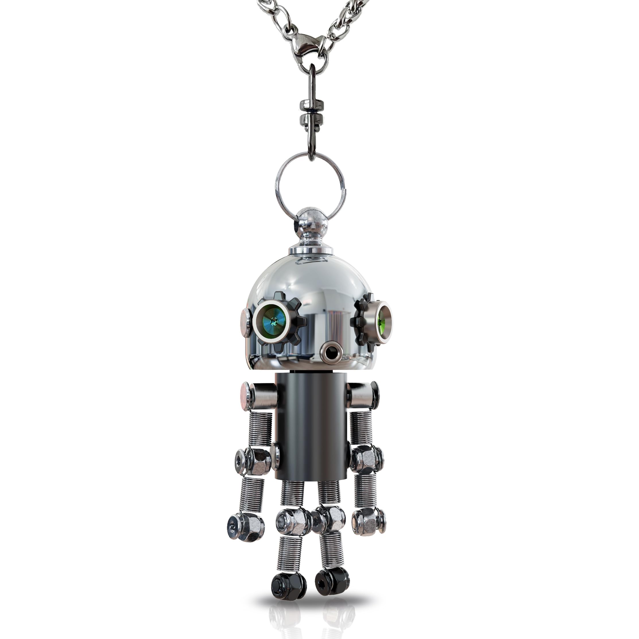 Photo 1 of MOZIHIJANG Handmade Steampunk Robot Necklace for Men, Poseable Gear Pendant, Gothic Industrial Jewelry, Unique Gift for Him/Boyfriend/Dad (Vintage)