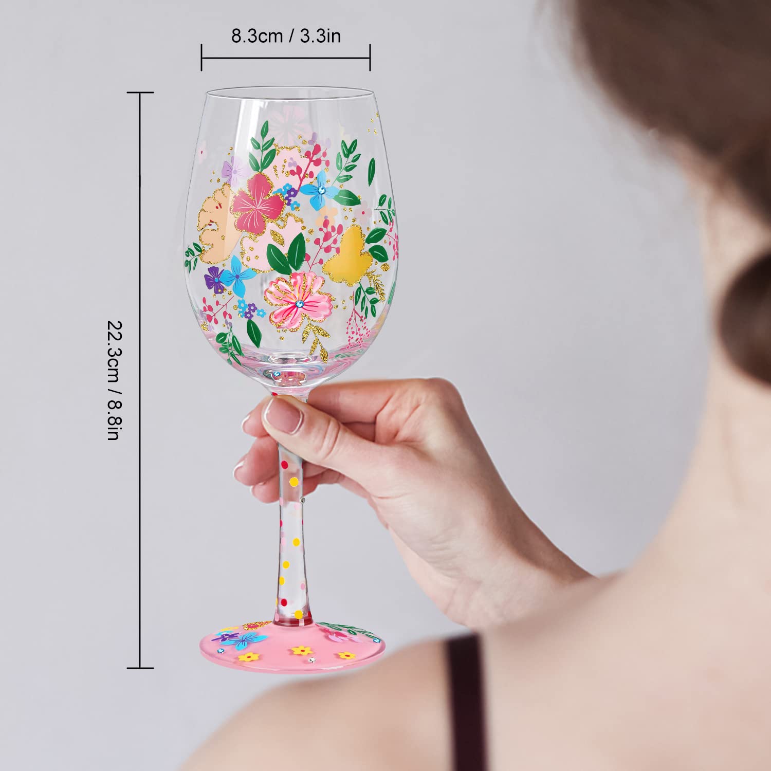 Hand Painted Wildflower Wine Glasses - Personalized Gift -5 Hand Painted Wildflower Wine Glasses - Personalized Gift -5