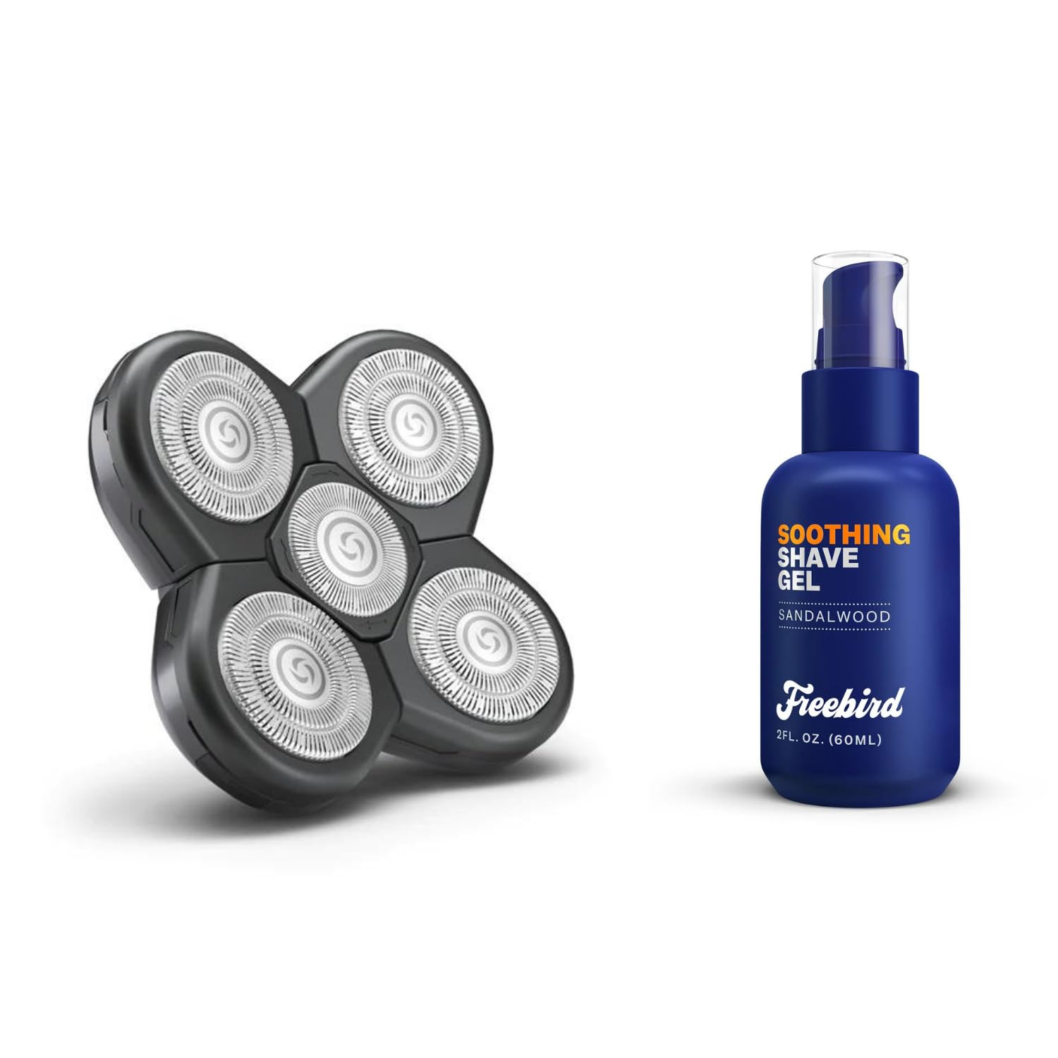 Freebird FlexSeries Blade Refills and Shave Gel - Ultra-Sharp ScalpSafe Blades and Sensitive Skin Formula Shaving Gel, Non-Foaming Hydrating with Aloe Vera, Ideal for Precision Shaving, Travel Size