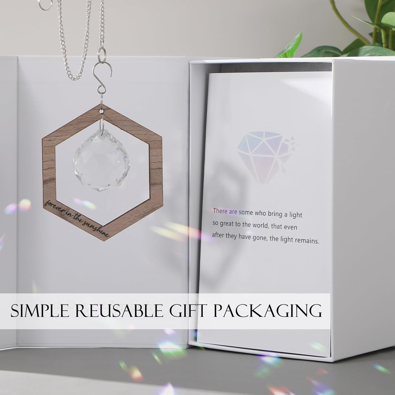 Memorial Crystal Suncatcher Sympathy Gifts for Loss of Loved One, Hanging Memorial Ornaments with Stand, Rainbow Remembrance Loss of Mother Father Husband Spouse Son,Child Loss Healing(Hexagonal)