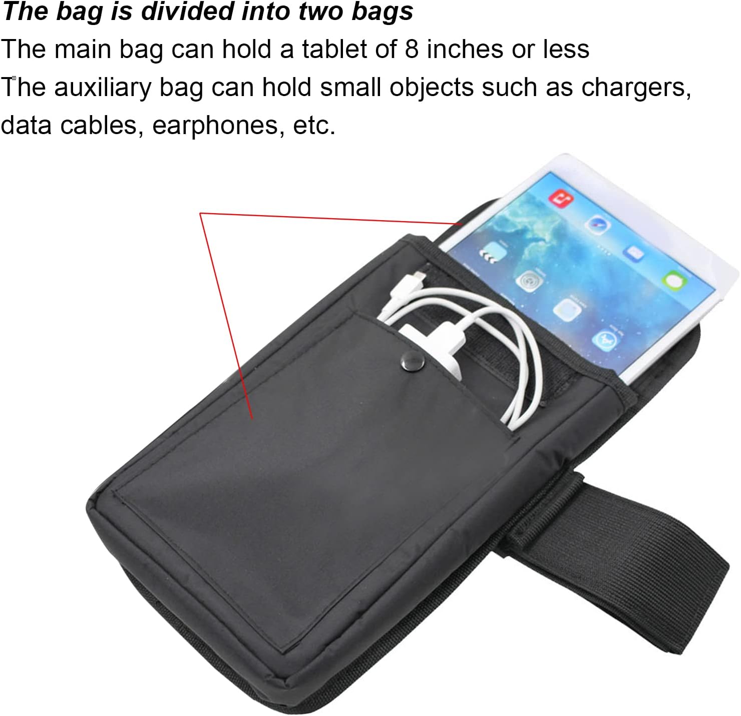 8 Inch Tablet Pouch Bag, Carrying Case with Storage Pockets, Tablet Protective Sleeve Bag with Waist Strap