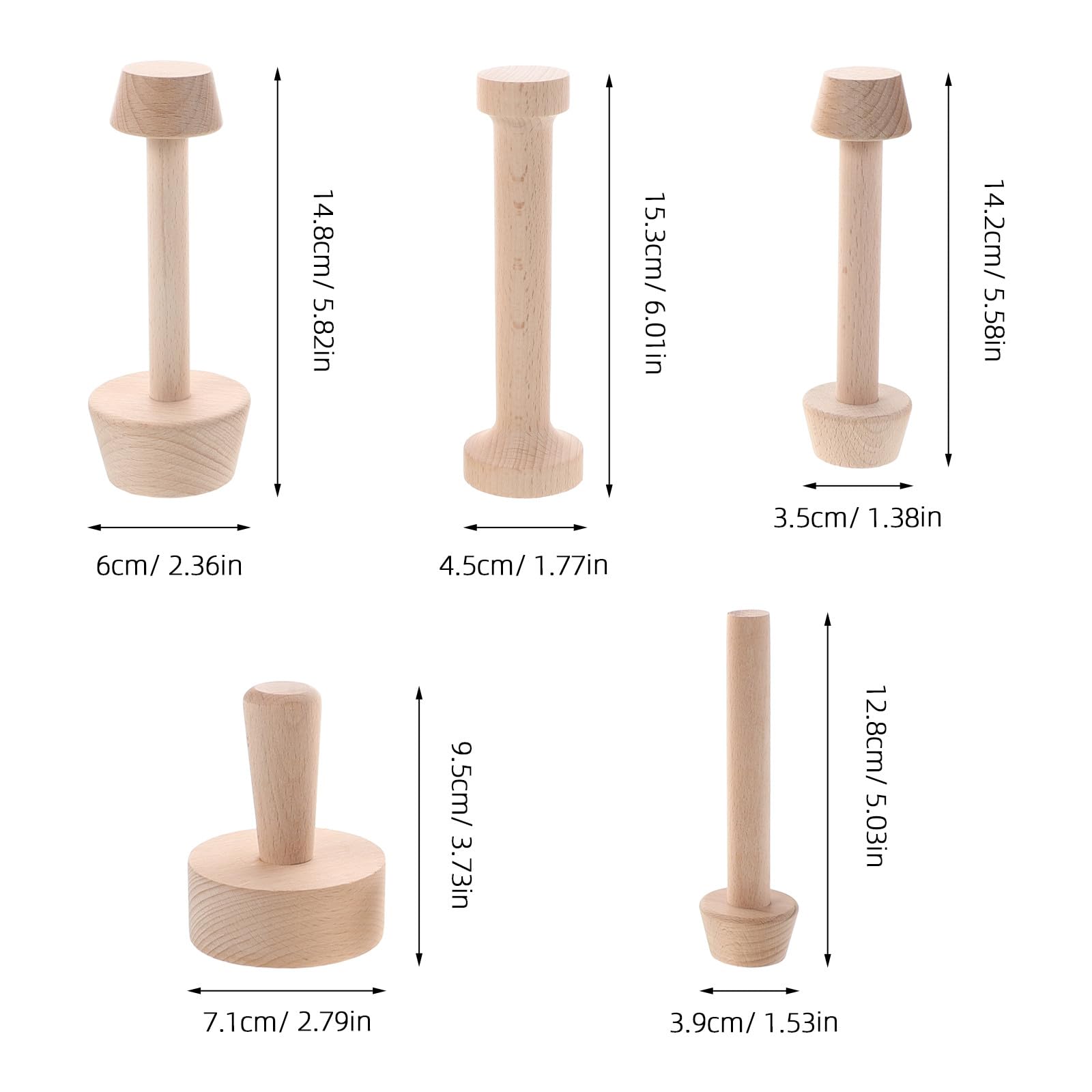 7 apisonadores de madera para repostería, de doble cara, para mini muffins, galletas, tartas de huevo, tartas de queso y pasta.