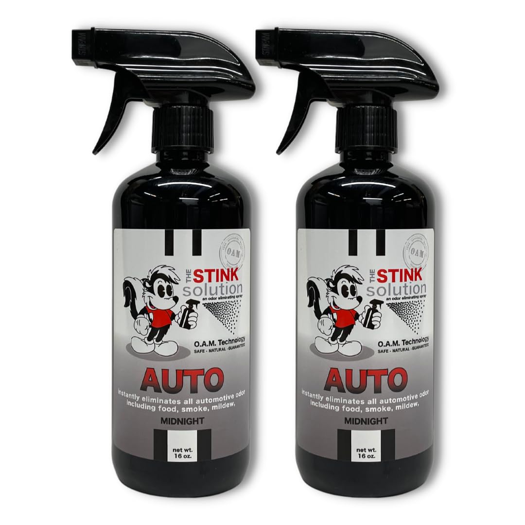 Car Deodorizer Odor Eliminator For Strong Odor: Quickly Banish Smoke, Pet, Food, Body Odor, & Other Foul Smells! Safe Car Freshener for Seats & More! - 2 16 oz Bottles Midnight