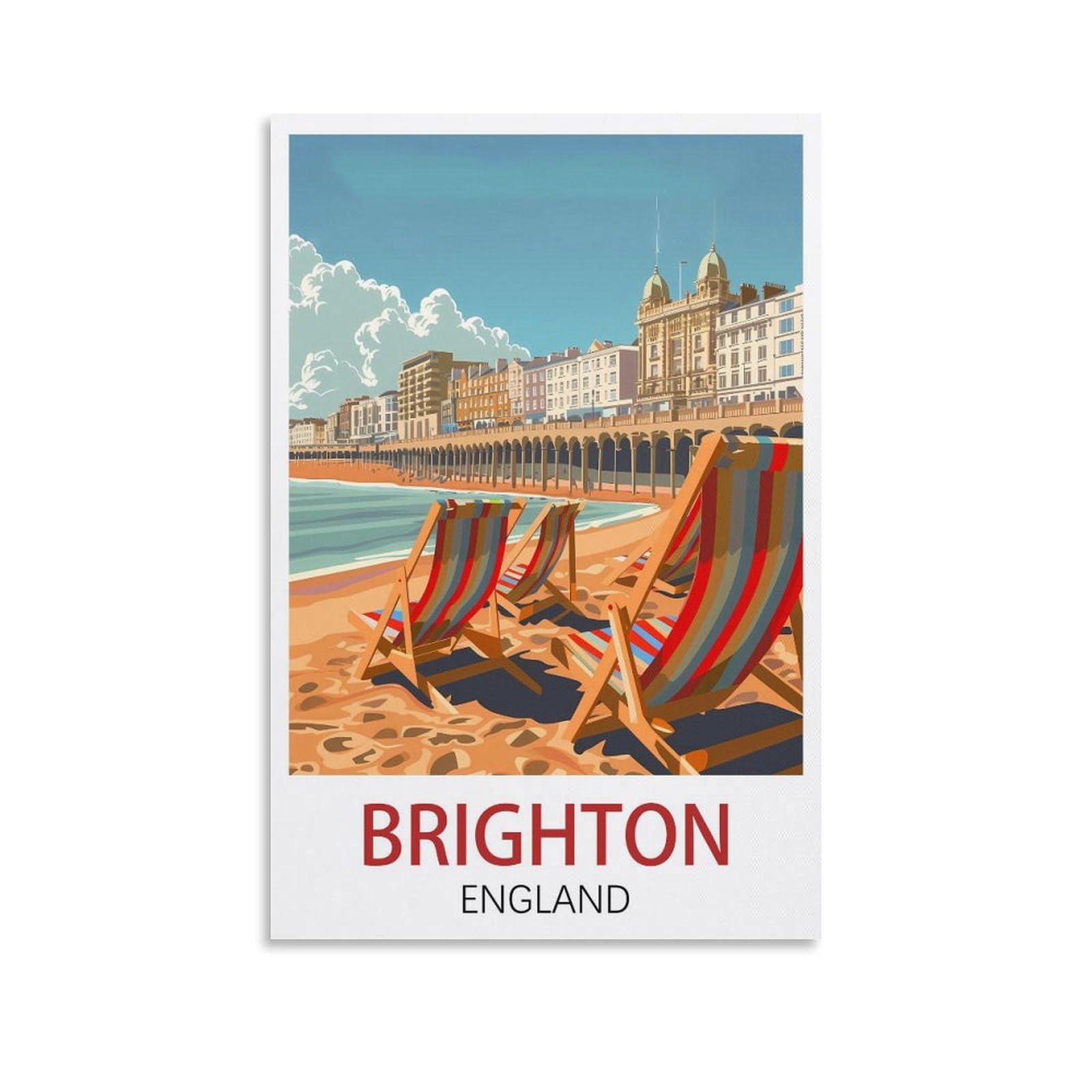 Losnabo Unframe-Style Brighton England Vintage Travel Poster 08X12inch(20X30cm) Canvas Wall Poster And Art Picture Print Modern Home Bedroom Decor