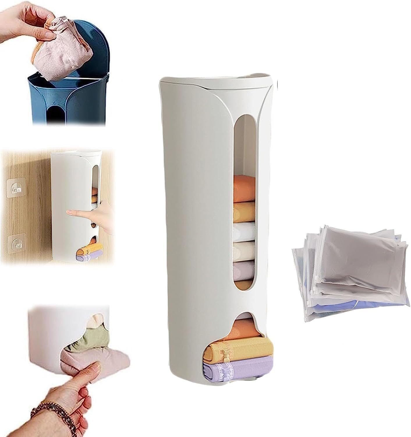 Wall Mount & Reusable Container Grocery Bag Holder Carry Bag Organizer Garbage Bag Dispenser Garbage Bags, Underwear, Pantry Storage Box.-image-36