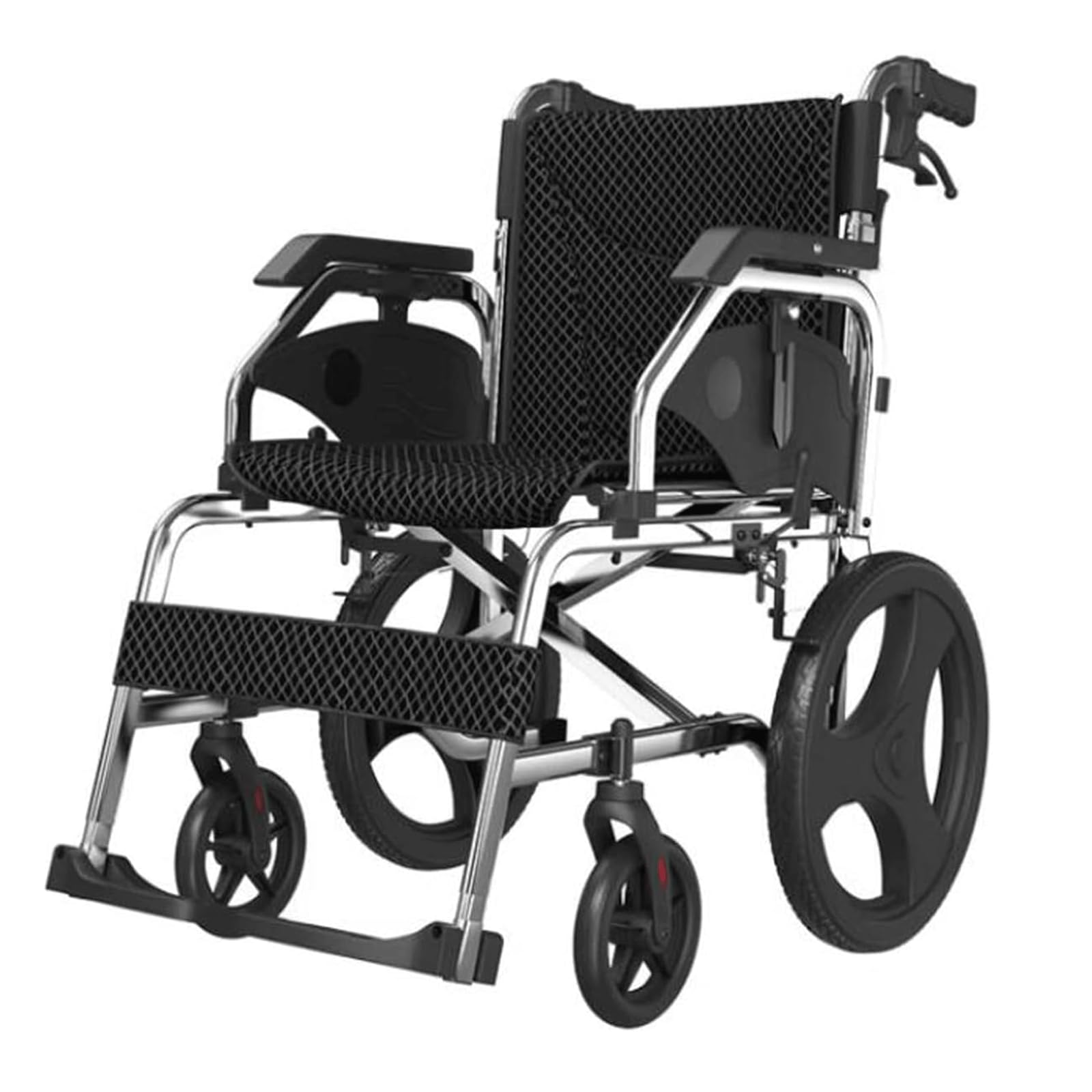 Sillas De Ruedas Silla De Ruedas Manual Ligera De Viaje Silla De Ruedas De Transporte De Aleación De Aluminio con Frenos De Mano Y Asiento Ergonómico Ligera