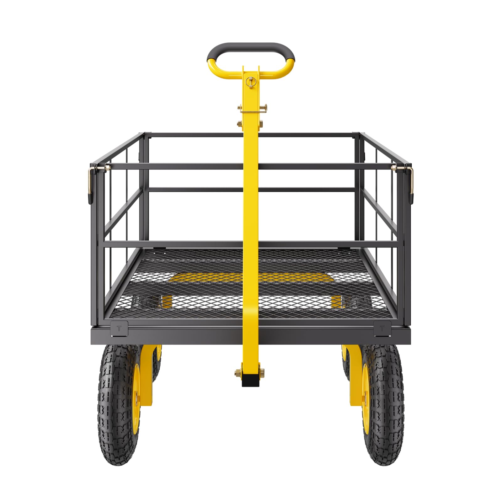 VEVOR Carrello da Giardino in Acciaio 635,03 kg Carrello da Giardino Trainabile per Impieghi Gravosi, Rimorchio da Giardino in Metallo per Esterni con Pneumatici da 330,2 mm Lati Rimovibili in Rete