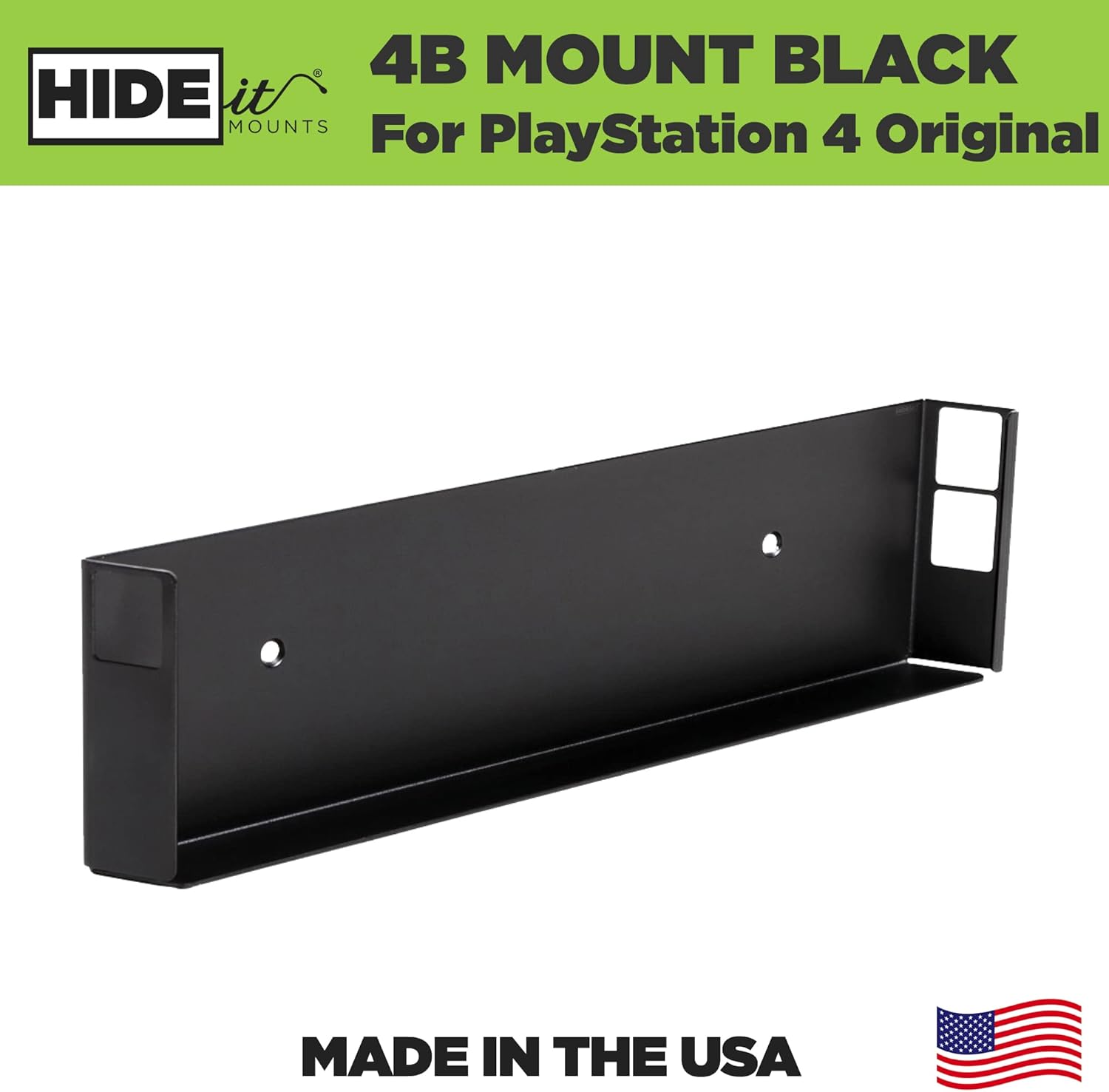 HIDEit Mounts 4 Wall Mount for Original PS4 - Patented in 2016, Made in USA - Black Steel Wall Mount for PS4 Original to Safely Store PS4 Console Near or Behind TV