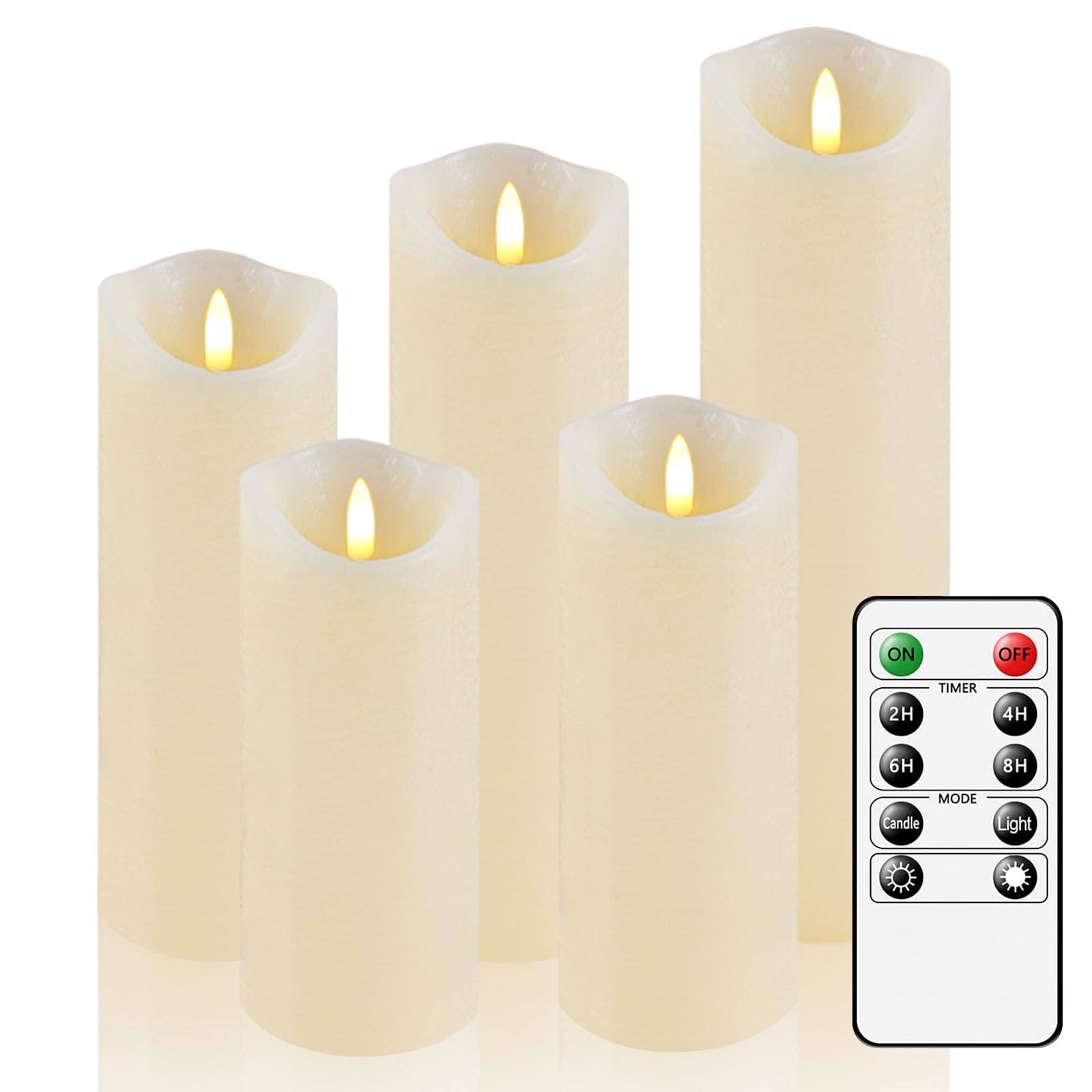AiiBowy LED Candles [Set of 5] Flameless Candle Battery Candles, 24 Hour Timer Function with Remote Control, LED Taper Candles for Home Decoration, Christmas, Birthday, Party (Ivory White)