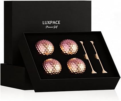 Pink Gold Gradient Laser Golf Balls - 4 Balls Premium Gift Box, Surlyn Cover for Superior Spin & Distance - High Visibility Alignment Aid - Ideal Golf Tournament Prizes, Unique Gifts for Golfers