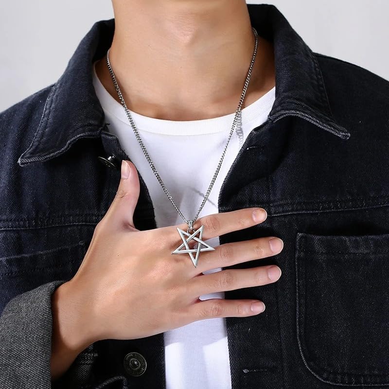 925 Sterling Silver Upside Down Pentacle Satanic Pentagram Necklace For Men - Church Of Satan Pentacle Necklace Satanic Necklace For Women - Pentagram Pendant Necklace Satanism Jewelry - Image 5